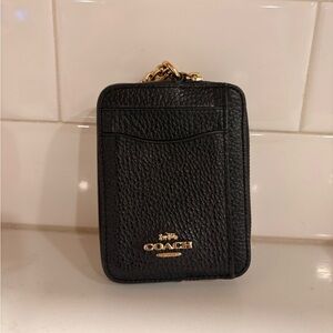 Coach Black Leather Zip Card Case